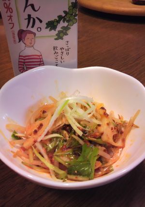 水菜とれんこんのラー油和え-レシピのメイン写真