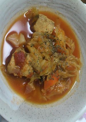 キャベツたっぷりカジキのトマト煮込み-レシピのメイン写真
