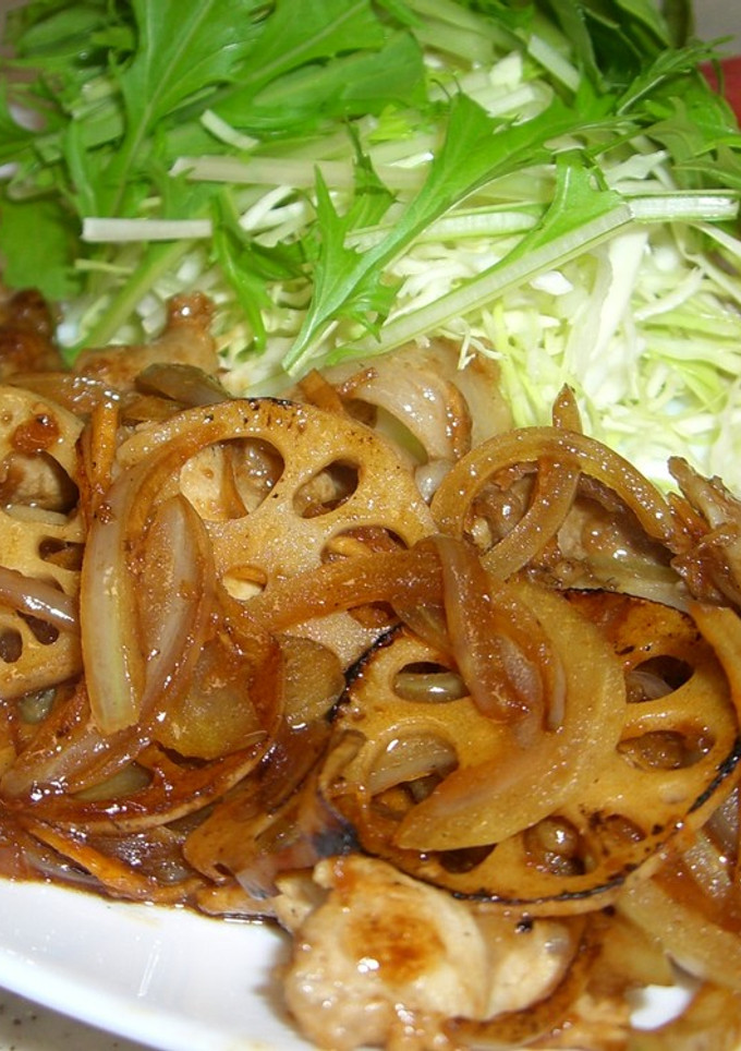 豚の生姜焼き✾サクサクれんこんのっけ-レシピのメイン写真