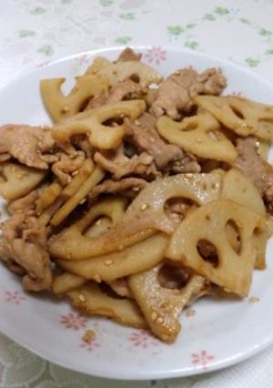 シャキ②★豚肉とレンコンの甘辛炒め-レシピのメイン写真