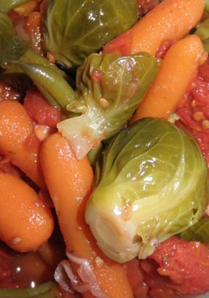 芽キャベツとインゲン人参の完熟トマト煮-レシピのメイン写真