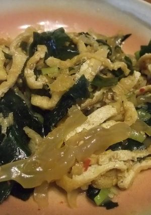 中華くらげ・ねぎ・油揚げの炒めもの-レシピのメイン写真