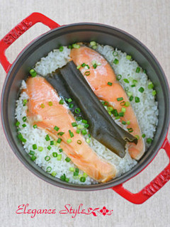 ストウブ料理「鮭のわっぱめし」-レシピのメイン写真