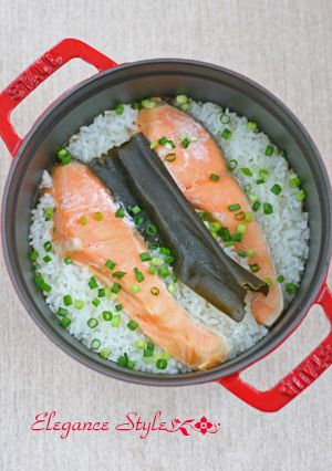 ストウブ料理「鮭のわっぱめし」-レシピのメイン写真