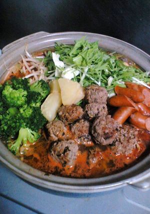 あったか♪ハンバーグ鍋☆トマトコンソメ味-レシピのメイン写真