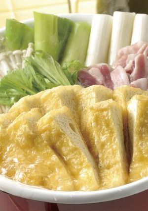 豆撰栃尾の油揚げとかんずり鍋-レシピのメイン写真