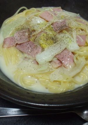 白菜とベーコンのクリームスープパスタ♪-レシピのメイン写真