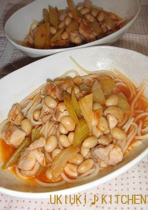鶏肉とセロリのトマトスープ（パスタ入り）-レシピのメイン写真