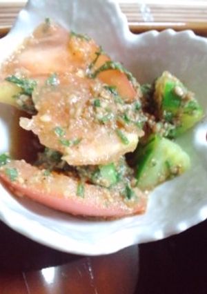 キューリとトマトの大葉サラダ-レシピのメイン写真