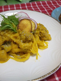かぼちゃときのこのクリームパスタ-レシピのメイン写真