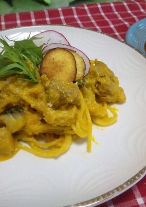 かぼちゃときのこのクリームパスタ-レシピのメイン写真