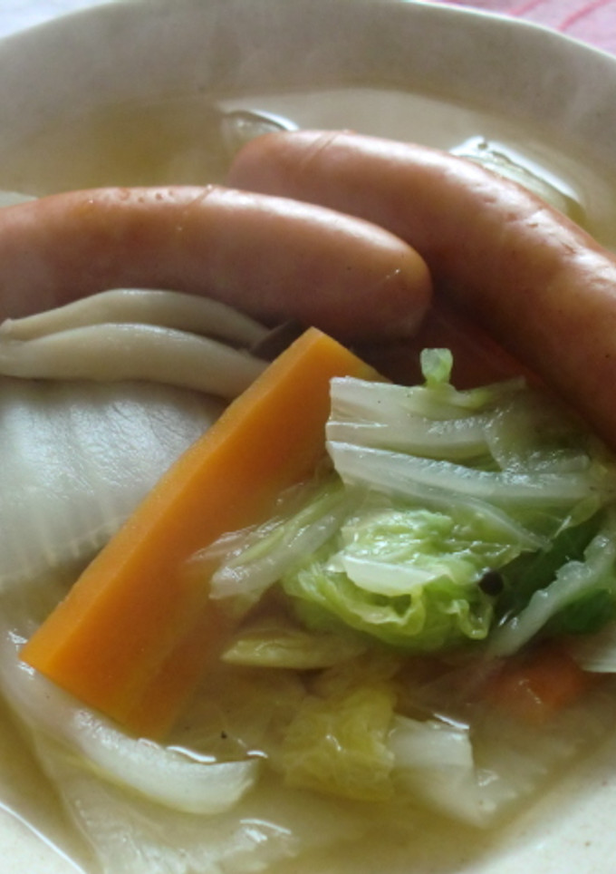 超簡単「野菜とソーセージの和風スープ煮」-レシピのメイン写真