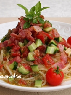 夏に♪トマトとキュウリの冷製パスタ-レシピのメイン写真