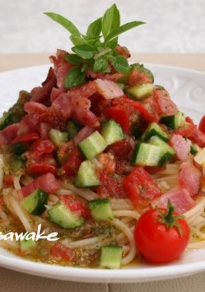 夏に♪トマトとキュウリの冷製パスタ-レシピのメイン写真