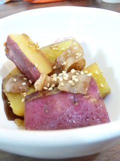 さつまいもと豚肉の煮物-レシピのメイン写真