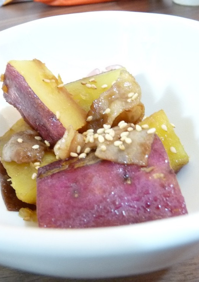 さつまいもと豚肉の煮物-レシピのメイン写真