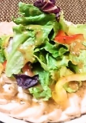 蒸し鶏胸肉 マスタードソース(醤油)-レシピのメイン写真