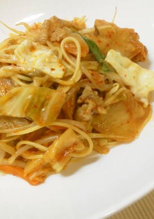 * 辛ウマまろやかキムチのパスタ *-レシピのメイン写真