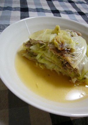 レンジで簡単！キャベツと豚肉の重ね蒸し-レシピのメイン写真