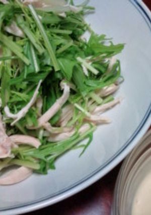 蒸し鶏と水菜のマヨポンサラダ(^O^)／-レシピのメイン写真