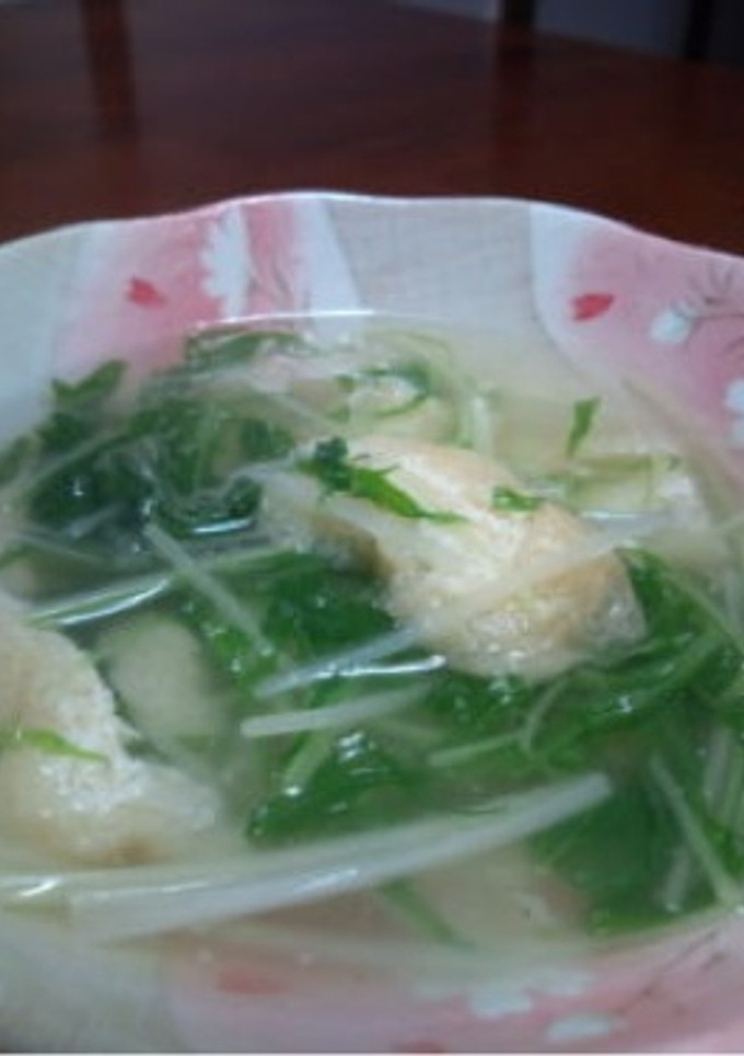 水菜と油揚げの白だし煮-レシピのメイン写真