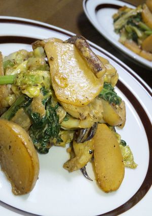 イカゲソと蕪のオイマヨ炒め-カレー風味--レシピのメイン写真