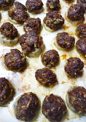 クックパーで　レンコンお皿の肉団子-レシピのメイン写真