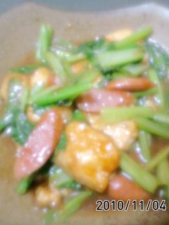 豆腐と菜っ葉の焼肉のたれ炒め-レシピのメイン写真