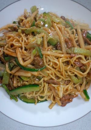 青椒肉絲1袋で、とろ～りあんかけ焼きそば-レシピのメイン写真