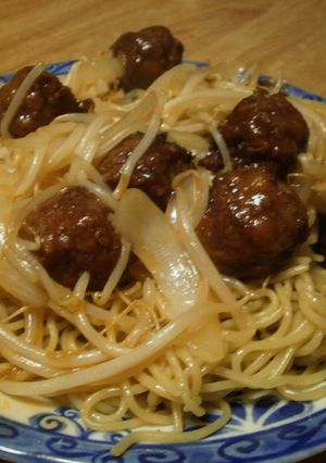 あんかけ風?甘酢肉だんご麺-レシピのメイン写真