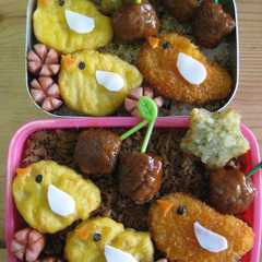 รูปของ ❤キャラ弁❤フライやナゲットで!小鳥弁当
