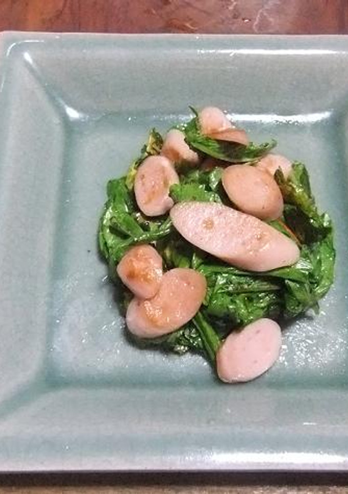おさかなのソーセージとカブの葉の炒め-レシピのメイン写真