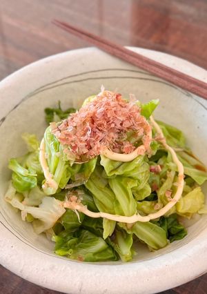 【楽めし】キャベツのポンマヨおかか乗せ-レシピのメイン写真