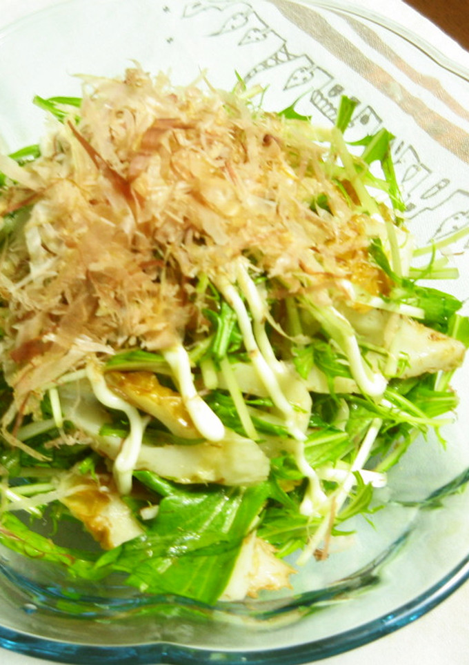 鰹節余ってる？？水菜とちくわの簡単サラダ-レシピのメイン写真
