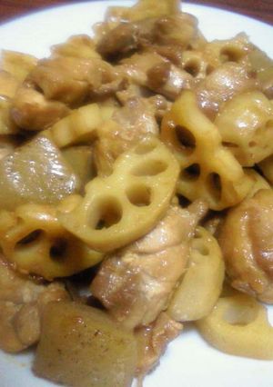 鶏モモ＋蓮根＋蒟蒻の炒め煮-レシピのメイン写真