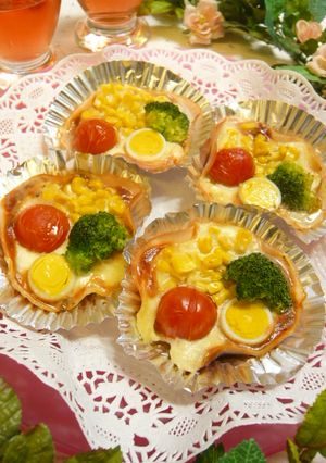ハムカップdeチーズフォンデュ風ピザ味-レシピのメイン写真