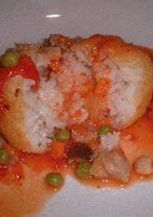 ライスコロッケのチキン・トマトソースがけ-レシピのメイン写真