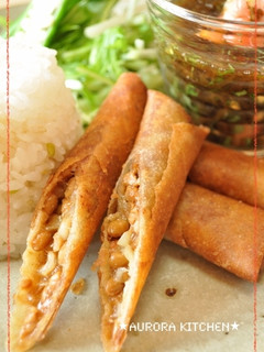 ぴりっと柚子胡椒♪納豆の味噌チーズ焼春巻-レシピのメイン写真