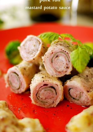 豚肉ロール・マスタードポテトのソース添え-レシピのメイン写真
