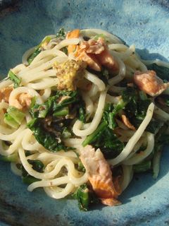 大根葉と鮭のマスタードクリームうどん-レシピのメイン写真