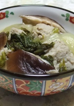 簡単！チンゲン菜と椎茸の熱々つみれ煮-レシピのメイン写真