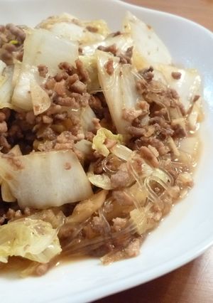 ごはんがすすむ！白菜＆ひき肉＆春雨炒め煮-レシピのメイン写真