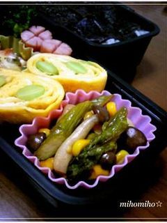 お弁当に☆アスパラときのこのマヨポン炒め-レシピのメイン写真