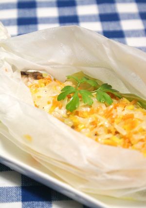 鮭のタルタルのせ包みレンジ蒸し-レシピのメイン写真