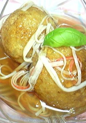蓮根まんじゅうinチーズ　カニ身あんかけ-レシピのメイン写真