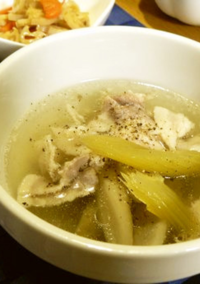 豚バラ薄切り肉の塩豚とごぼうのスープ-レシピのメイン写真