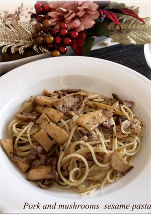 栄養満点☆豚肉とエリンギのセサミパスタ-レシピのメイン写真
