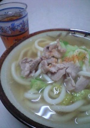 今日の１人ﾗﾝﾁ♪うまうま白菜豚肉うどん-レシピのメイン写真