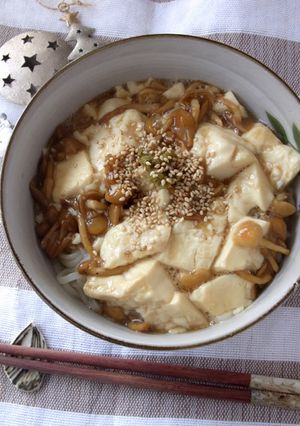 速!豆腐となめこのあんかけうどん(丼)-レシピのメイン写真