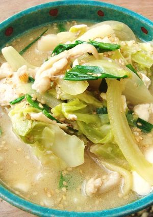 鶏皮でぷるぷる❤ぽかぽか❤もつ鍋風スープ-レシピのメイン写真